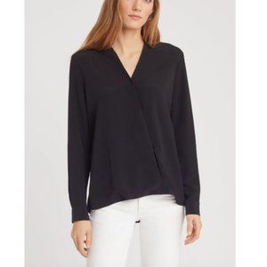 Cuyana Silk Wrap Black Blouse Large